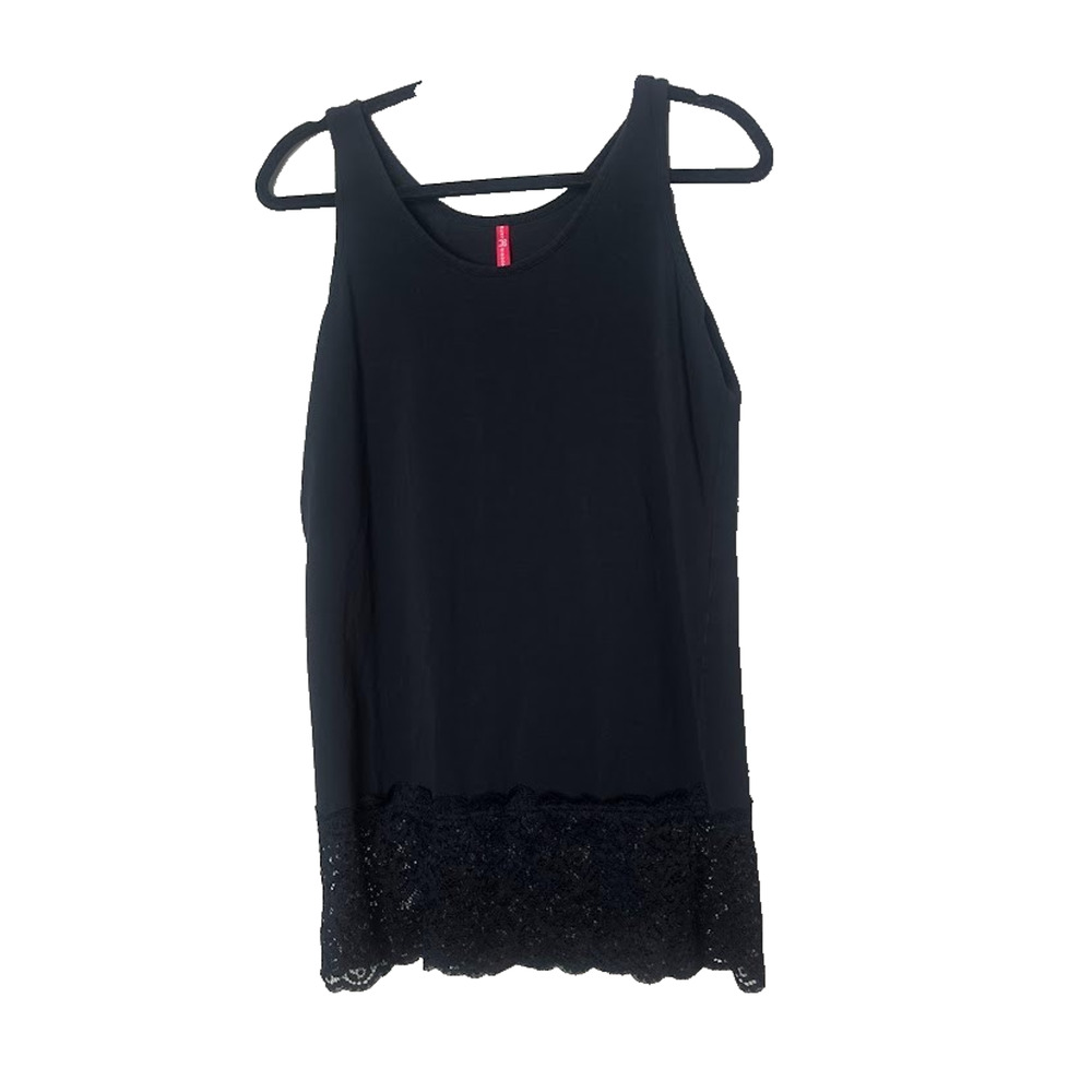 Ruby Ribbon Women's Size Small Black Lace Long Tank Top Tunic Extender Basic‎